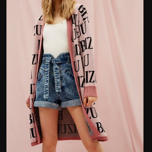 BIZUU Iconic Chios Cardigan Long Sweater Duster Print Logo High-End Designer - Picture 1 of 7